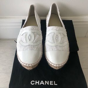NWOT Chanel Sequined Espadrilles White